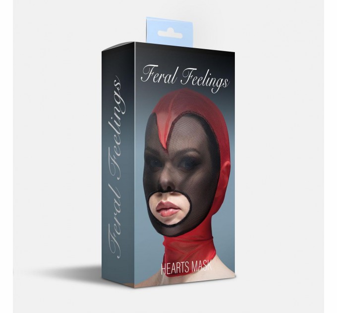 Маска сердце сетка с открытым ртом Feral Feelings Hearts Mask Red-Black