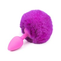 Cиликоновая анальная пробка с фиолетовым хвостиком Silicone Fur Tail Plug Vscnovelty розовая