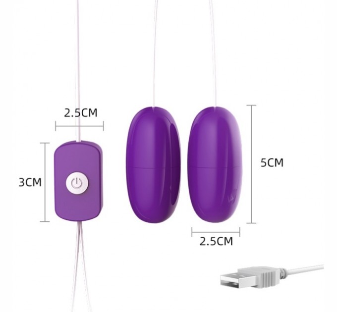 Два виброяйца для стимуляции Double Play Vibrator Purple Cnt