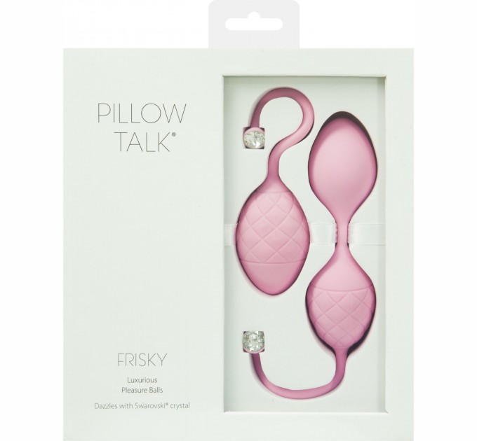 Роскошные вагинальные шарики PILLOW TALK - Frisky Pink с кристаллом диаметр 3.2см вес 49-75гр