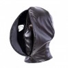 Черная маска-капюшон с молнией на лицевой стороне Leather Double Face Hood Bdsm4u