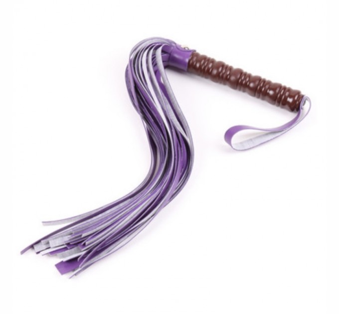 Фиолетова плеть с стильной бордовой деревянной рукояткой Bdsm4u