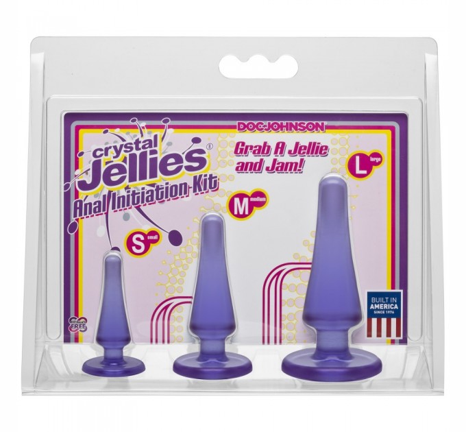 Набор анальных пробок Doc Johnson Crystal Jellies Anal - Purple, макс. диаметр 2см - 3см - 4см