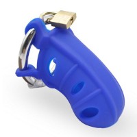 Мужской силиконовый пояс верности Bdsm4u синий Male Silicone Chastity Cage