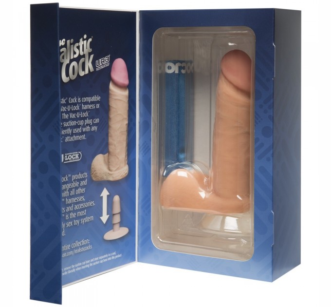 Фаллоимитатор Doc Johnson The Realistic Cock 6 inch White - ULTRASKYN, Vack-U-Lock, диаметр 4,3см