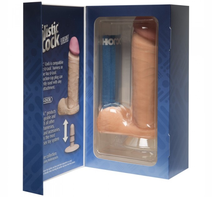 Фаллоимитатор Doc Johnson The Realistic Cock 8 inch White - ULTRASKYN, Vack-U-Lock, диаметр 5,1см