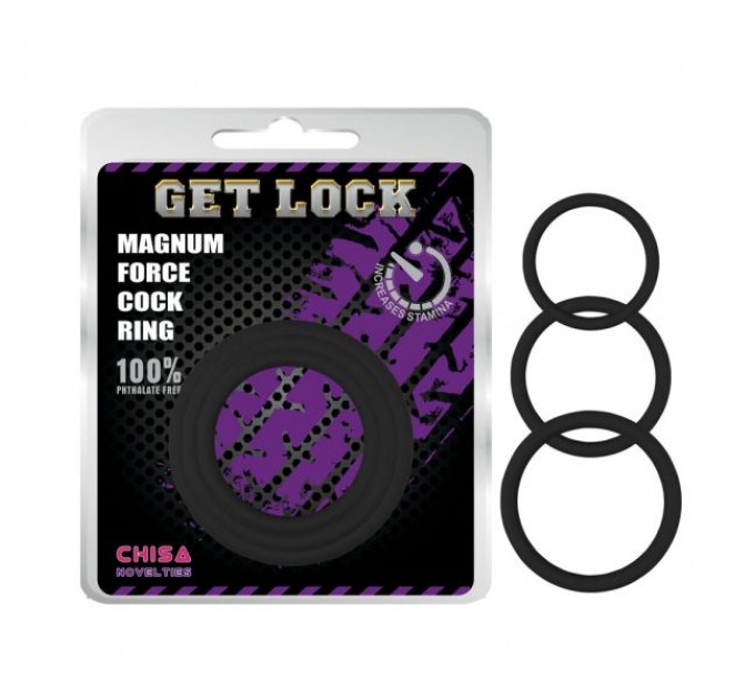 Эрекционные кольца разного размера черные Chisa Magnum Force Cock Ring