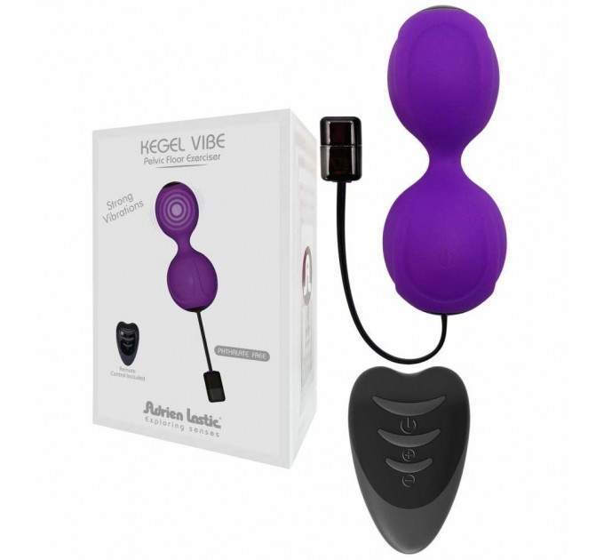 Вагинальные шарики с вибрацией Adrien Lastic Kegel Vibe Purple диаметр 3.7см