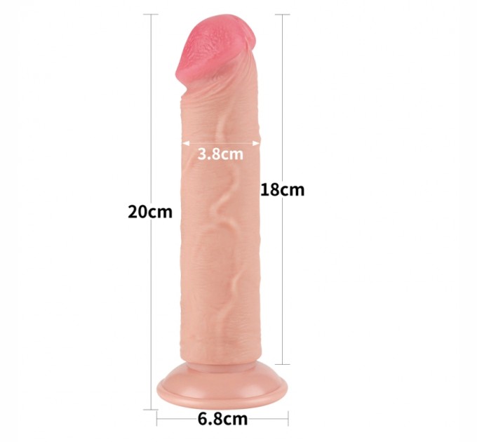 Фаллоимитатор с кожей на присоске Sliding Skin Dual Layer Dong Flesh 8.0 Lovetoy